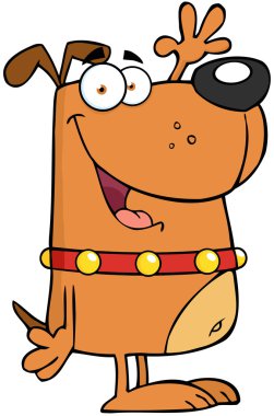 mutlu köpek çizgi film karakteri için tebrik sallayarak