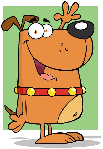 Pes kreslená postava mává — Stock fotografie