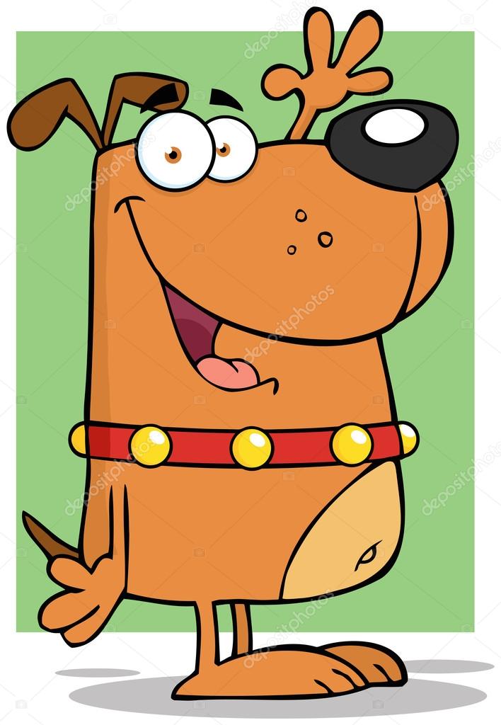 Dog Cartoon Character Waving