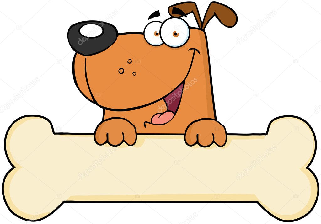 Cartoon Dog Over Bone Banner