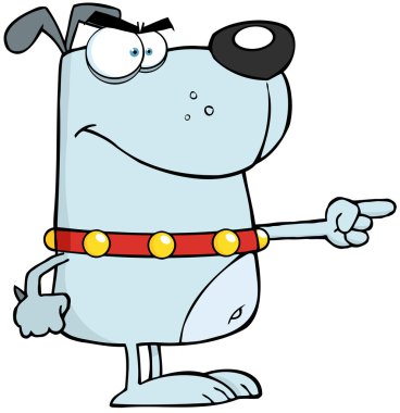 kızgın gri köpek parmakla