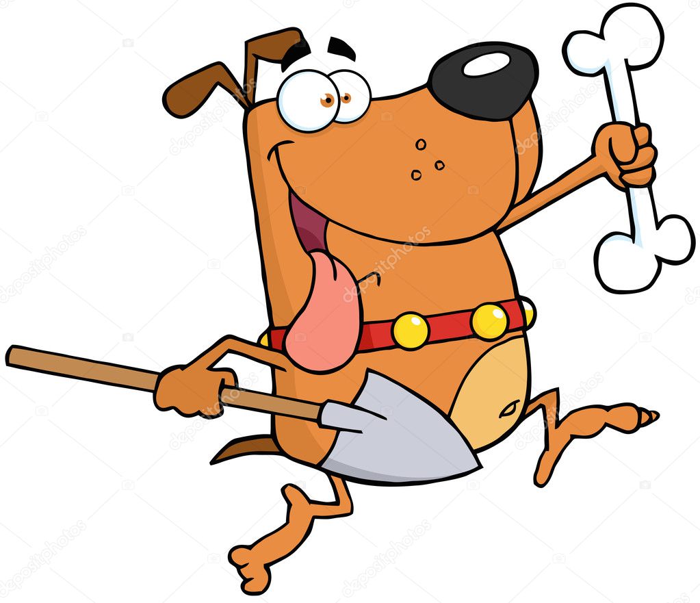 Running Dog With A Bone And Shovel
