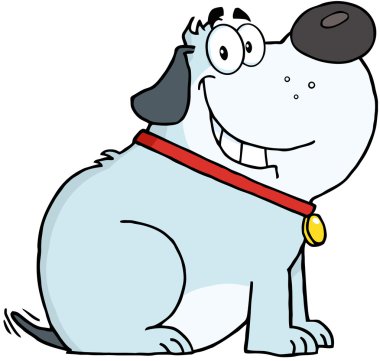 gri şişman köpek çizgi film maskot karakteri