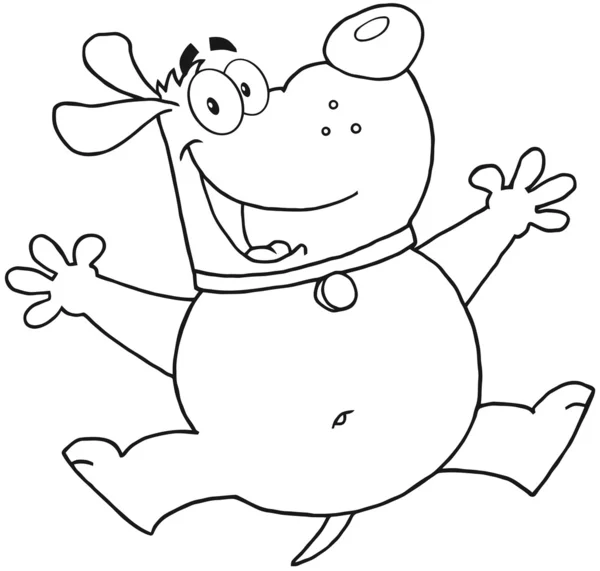 Outlined Happy Fat Dog Jumping — Stock Photo, Image