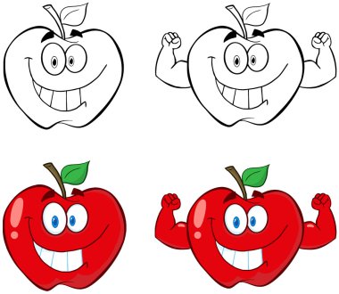 elma çizgi film karakterleri maskot toplama