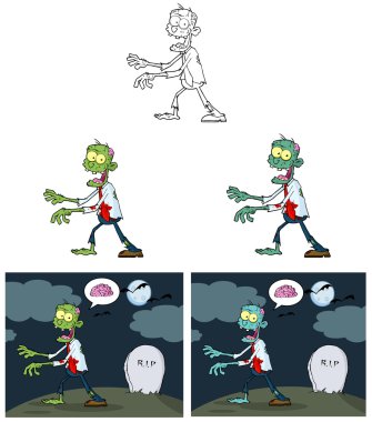 zombi çizgi film karakterleri maskot toplama