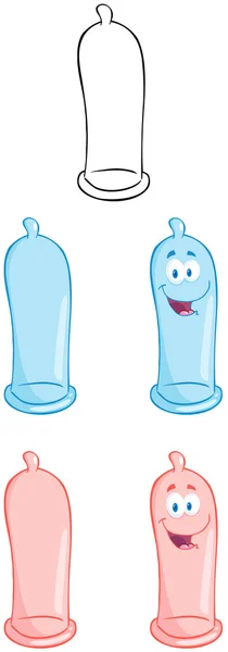 Características da mascote de preservativo- Coleção — Fotografia de Stock