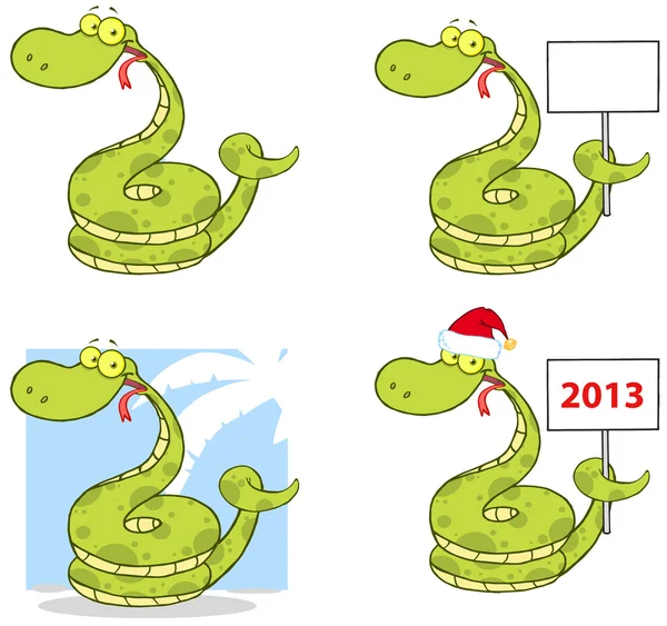 Snake Cartoon Mascot Characters- Collection — Stock Photo, Image