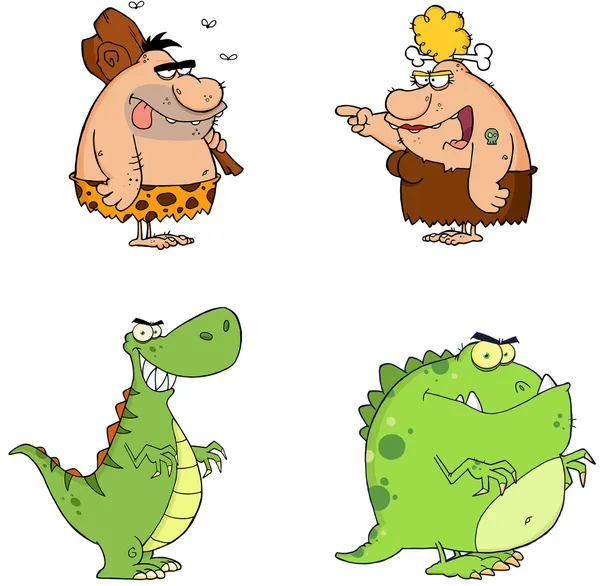 Prehistoric Cartoon Characters Collection — Stock Photo, Image