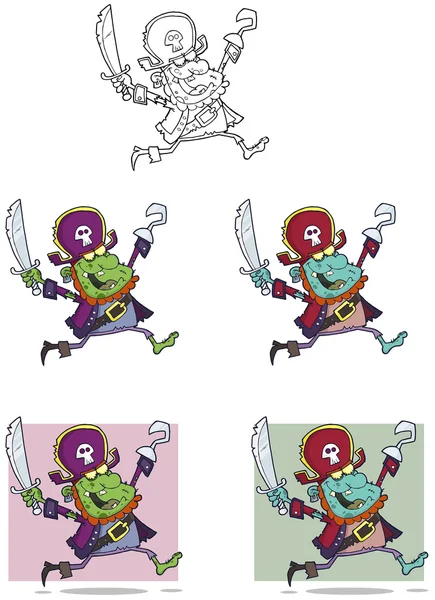 Pirata Zombie Mascote Personagens-Coleção — Fotografia de Stock