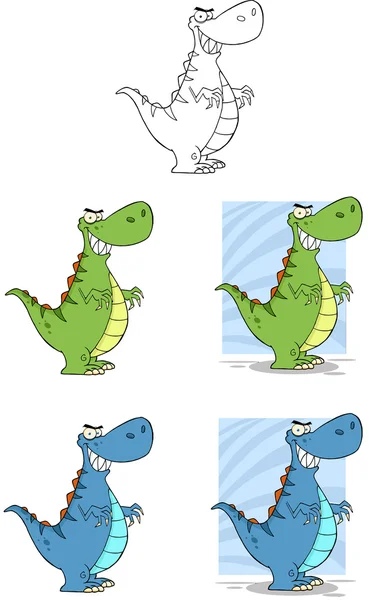 Dinosaur cartoon mascotte tekens-collectie — Stockfoto
