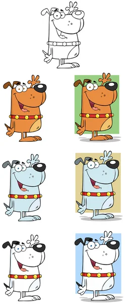 Dog Waiving Cartoon Mascot Characters — Stock Photo, Image