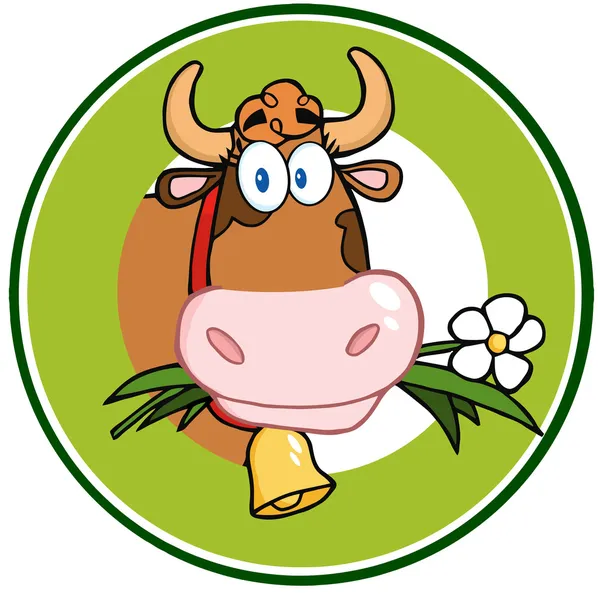 Bandiera della mascotte del logo del fumetto della mucca da latte — Foto Stock