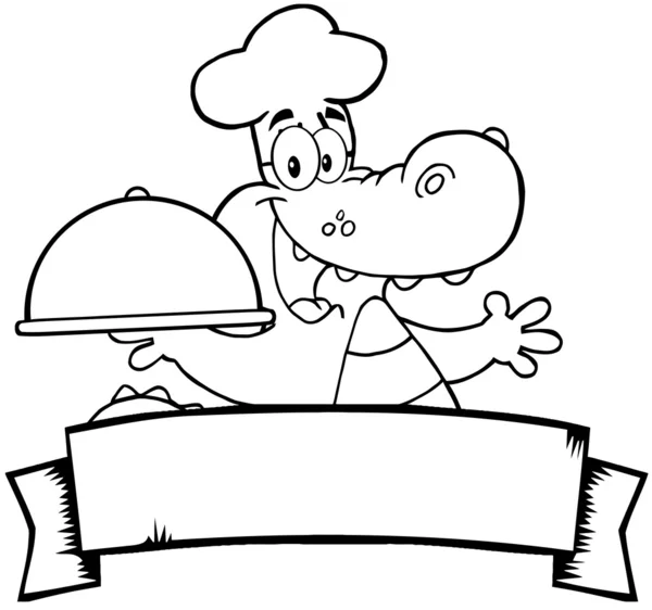 Outlined Crocodile Chef — Stock Photo, Image