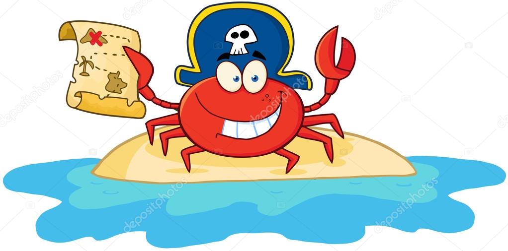 Pirate Crab Holding A Treasure Map