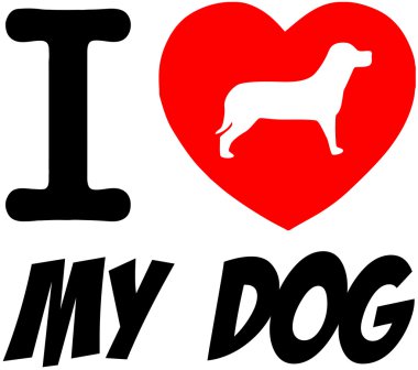 Kırmızı kalpli Köpeğimi seviyorum