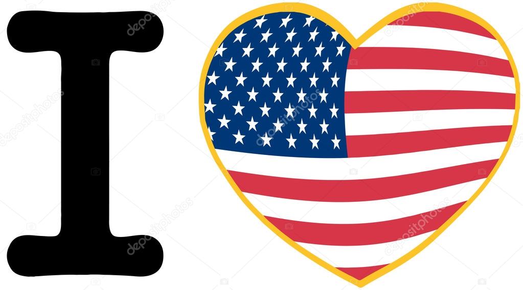 I Love America With USA Flag Heart