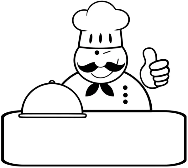 Chef esboçado mostrando polegares para cima — Fotografia de Stock