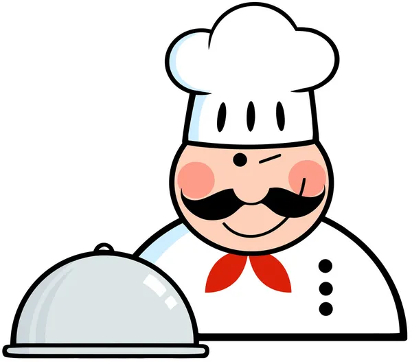 Winked Chef Logo With Platter — Stock Photo, Image