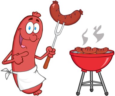 çatal üzerinde soslu sosis