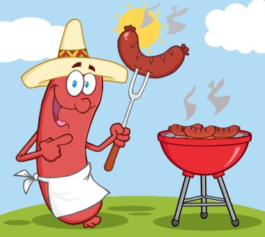 Meksika şapkası ile mutlu sosis