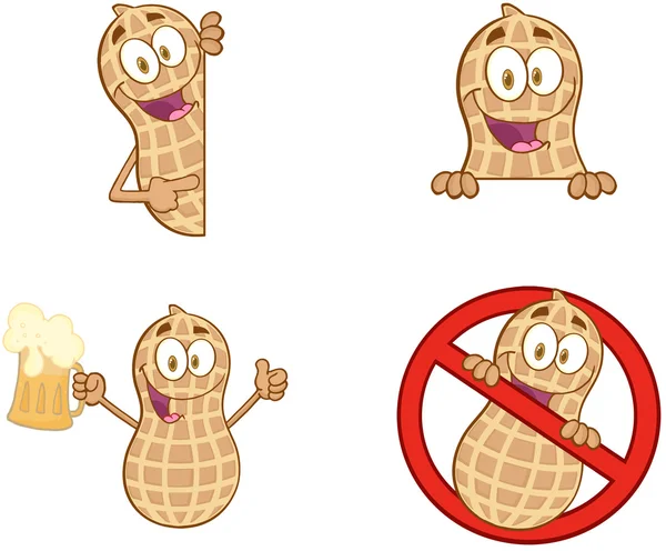 Personagens de mascote de desenhos animados amendoim — Fotografia de Stock
