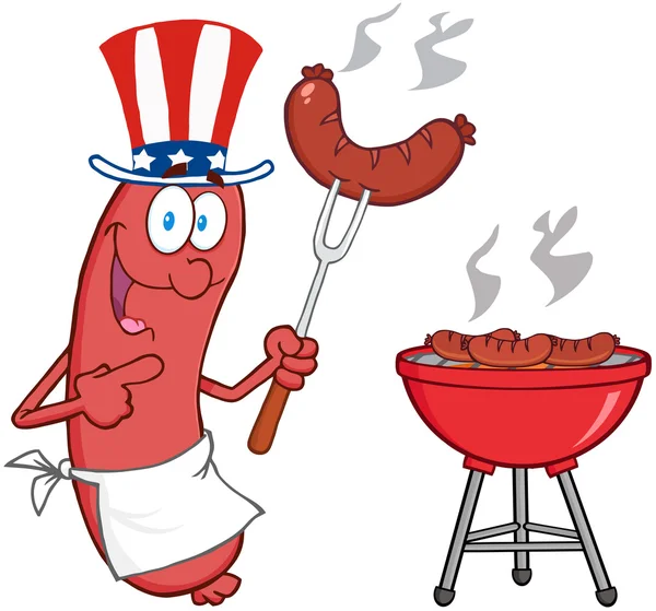Sausage With American Patriotic Hat — Stock Photo, Image