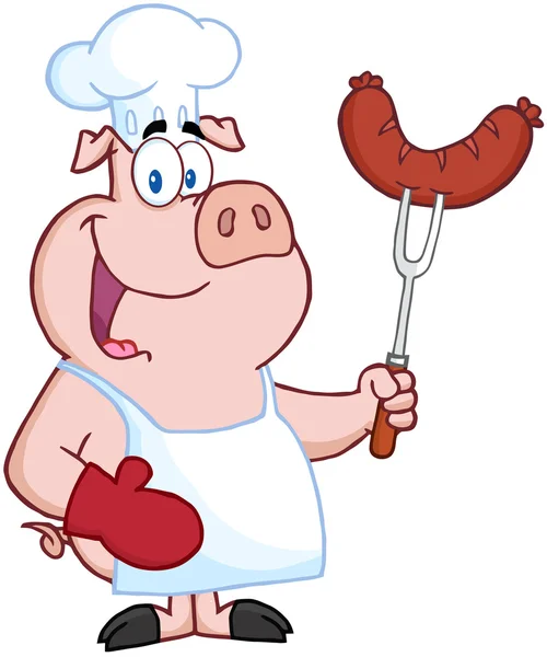 Happy Pig Chef Cartoon Character — Stock Photo, Image