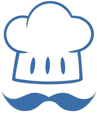 bir bıyık logo ile mavi chef şapka