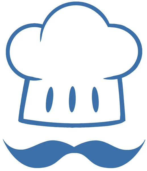 Blauwe chef-kok hoed met een snor-logo — Stockfoto