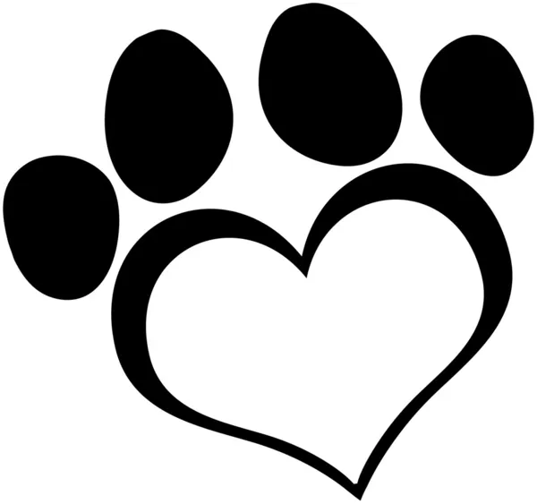 Schwarzer Love Paw Print — Stockfoto