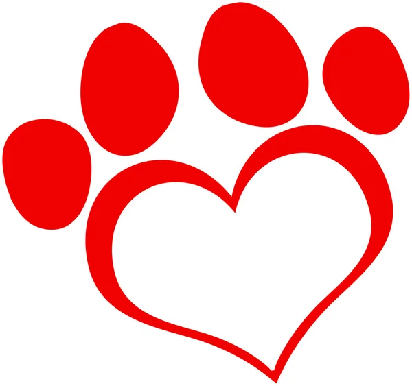 Roter Love Paw Print — Stockfoto