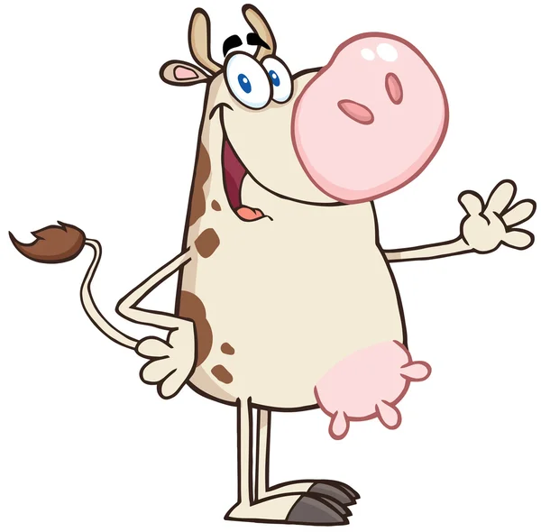 Carácter de mascota de dibujos animados de vaca feliz — Foto de Stock