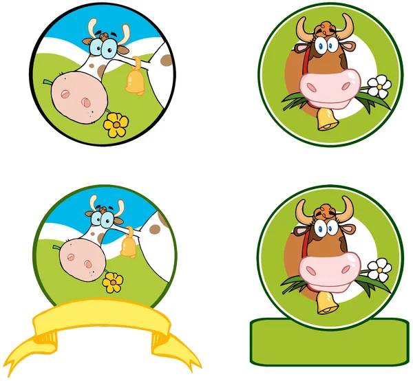 Dairy Cow Cartoon Banner.Collection — Stok Foto