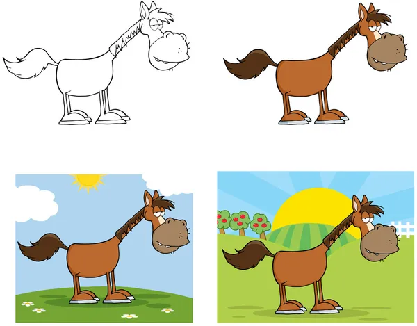 Personagem de desenhos animados de cavalo. Coleção — Fotografia de Stock
