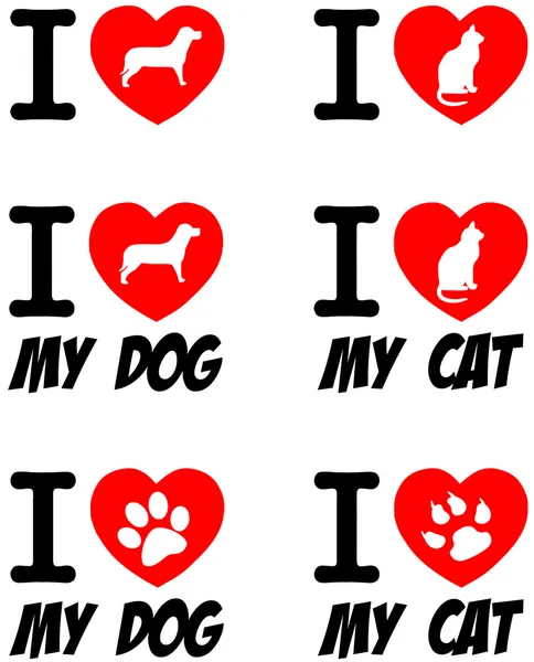 I Love Dog and Cat Signs.Collection — Stock Photo, Image