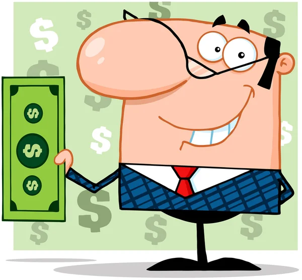 Uomo d'affari in possesso di un dollaro Bill — Foto Stock