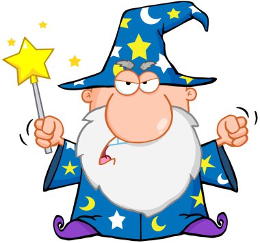 kızgın Sihirbazı ile sihirli değnek sallayarak