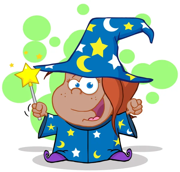 Funny African American Wizard Girl — Stock Photo, Image