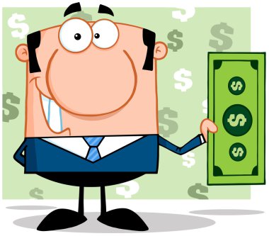 bir dolarlık banknot tutmak gülümseyen iş Yöneticisi