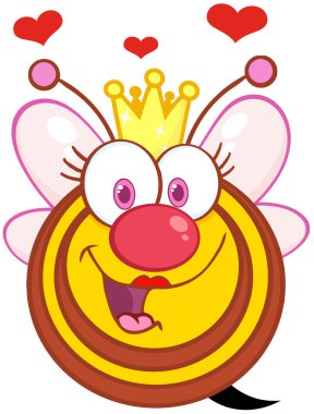 Kraliçe Arı çizgi film maskot karakteri yürekleri