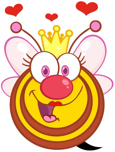 Queen bee cartoon mascotte karakter met hart — Stockfoto