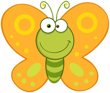 gülümseyen kelebek maskot karakter