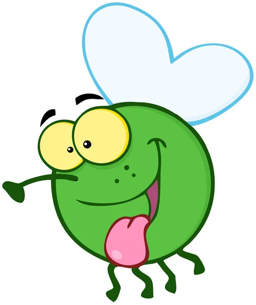 Personaje de la mascota de dibujos animados mosca feliz —  Fotos de Stock