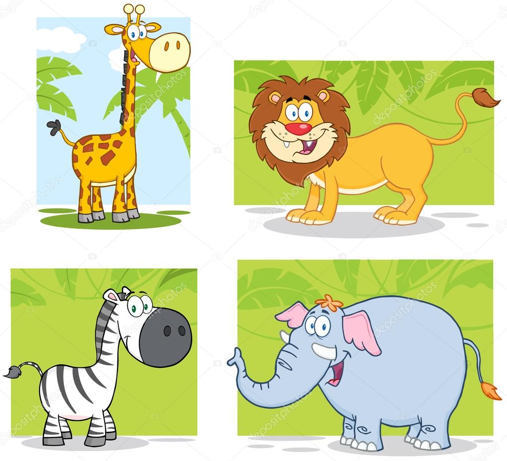 Jungle Animals With Background