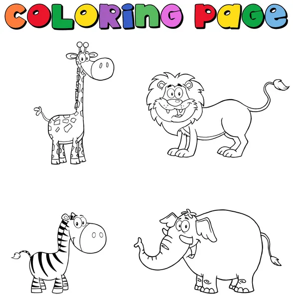 Jungle Animals Coloring Page — Stock Photo, Image