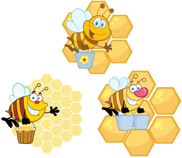 Bee Carrying Honey With Hive — Stock Photo, Image