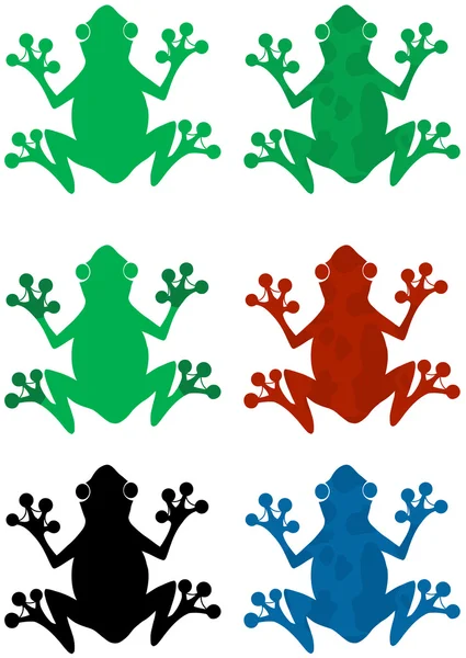 다른 색 개구리 실루엣 — 스톡 사진