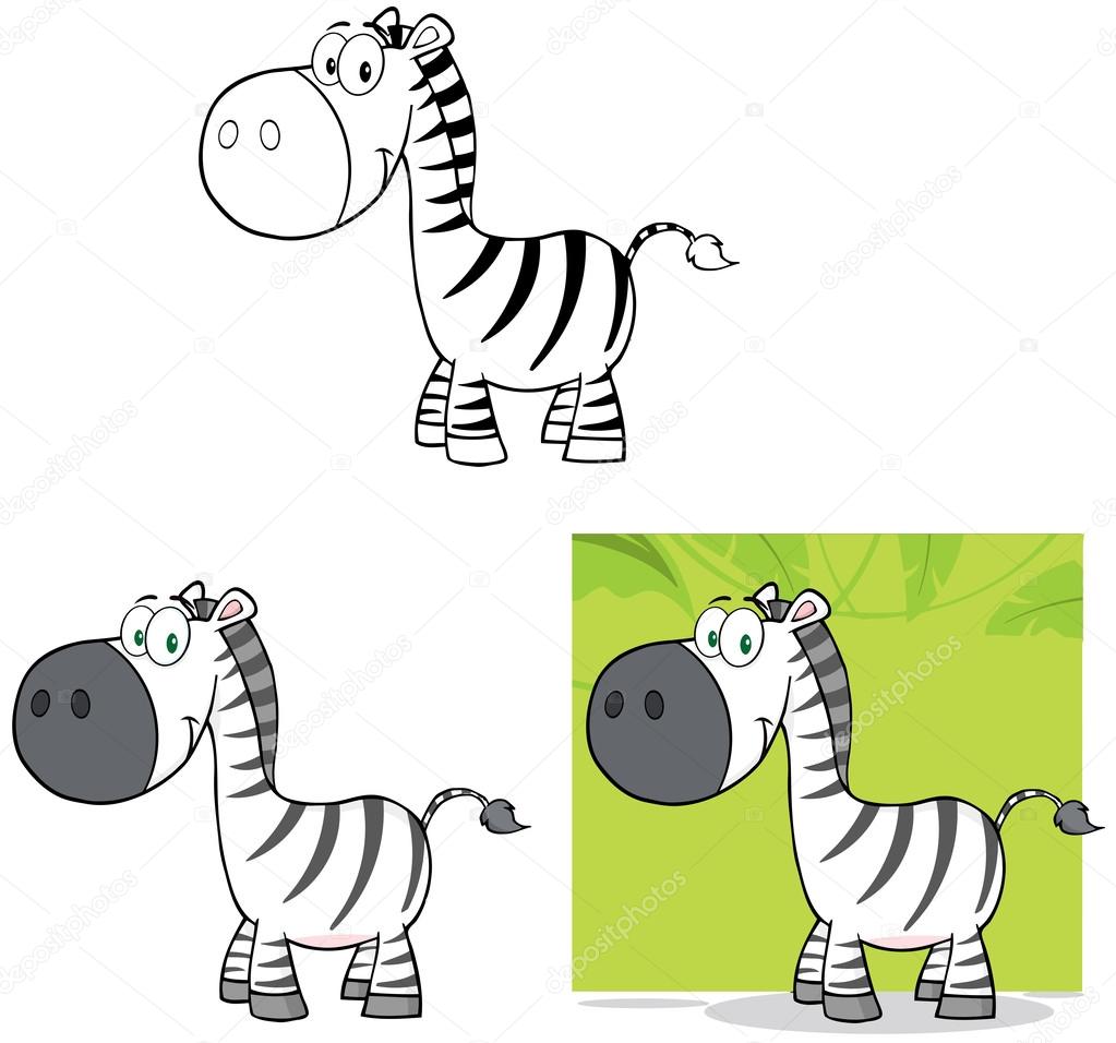 Smiling Zebra Cartoon Characters