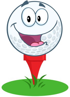 bir golf topu çizgi film maskot karakter tee